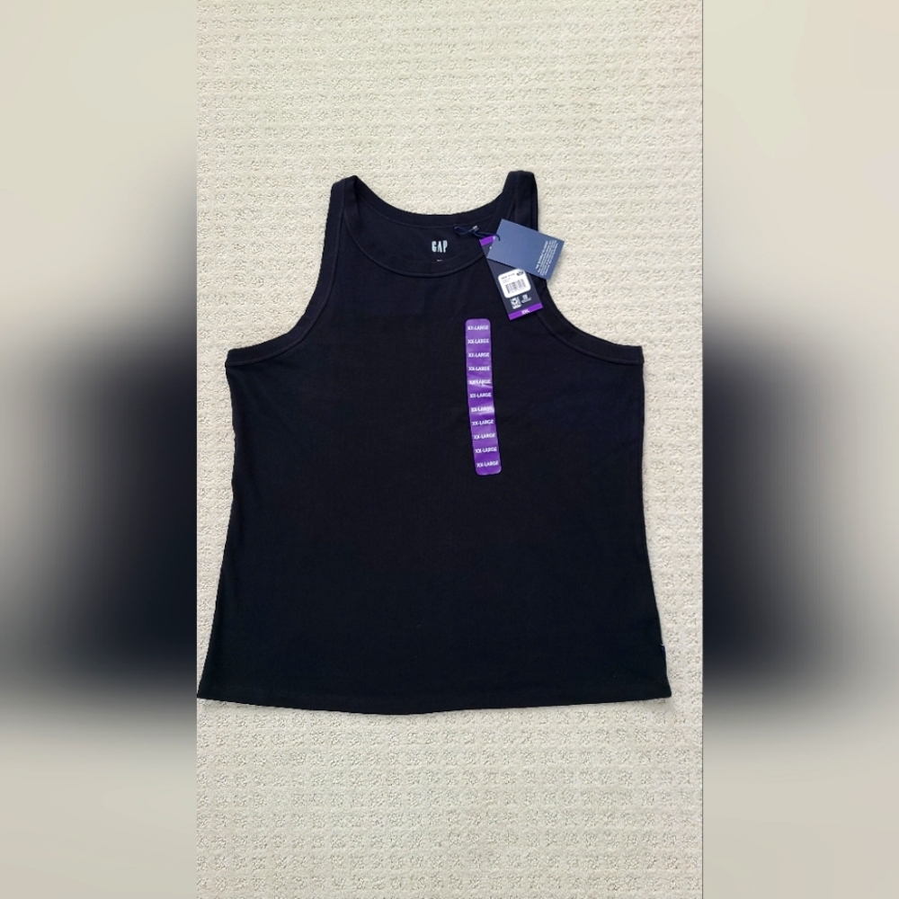 Gap Women's high neck ribbed tank top size XXL black sleeveless casual NWT